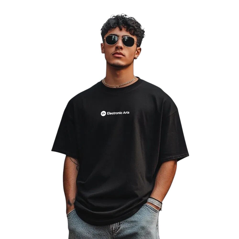 Greys&Blues Pima Oversized Round neck T-Shirt- Black